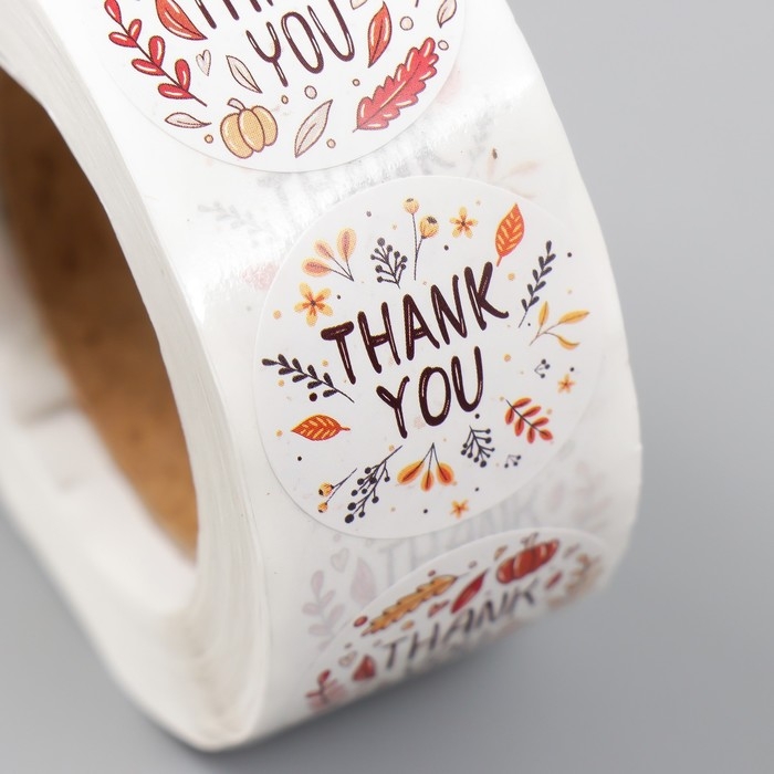 Наклейка бумага Наклейка бумага "Осень" d=2,5 см 500 шт в рулоне 3х6,5х6,5 см