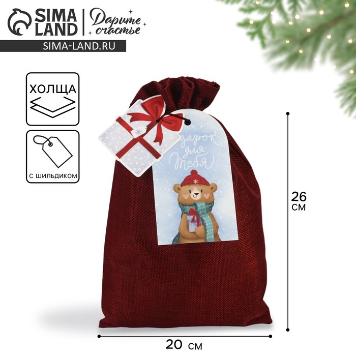 Мешок подарочный &laquo;Подарок для тебя&raquo;, 20 х 30 см +/- 1.5 см, Новый год