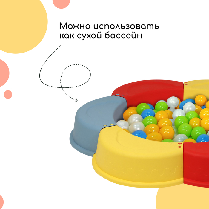 Песочница детская пластиковая, без крышки, 147 &times; 147 &times; 18 см, МИКС, &laquo;Ромашка&raquo;