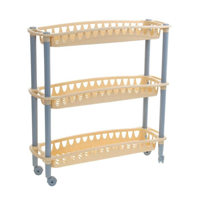 Этажерка напольная узкая 3-х секционная Бытпласт &laquo;Джулия&raquo;, на колёсиках, цвет МИКС