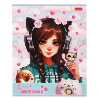 Тетрадь 40 листов в клетку "Девочка-кошка", обложка мелованный картон, блок офсет 65г/м2, МИКС Тетрадь 40 листов в клетку "Девочка-кошка", обложка мелованный картон, блок офсет 65г/м2, МИКС