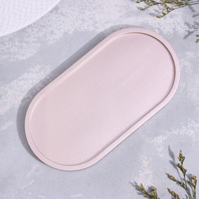 Подсвечник овальный из гипса,17,5х9х1,5см,шампань