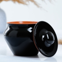 Горшочек под жаркое с крышкой "Вятский" 0,5л, черный Горшочек под жаркое с крышкой "Вятский" 0,5л, черный