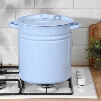 Кастрюля эмалированная, 12 л, металлическая крышка, индукция, цвет серо-голубой Кастрюля эмалированная, 12 л, металлическая крышка, индукция, цвет серо-голубой