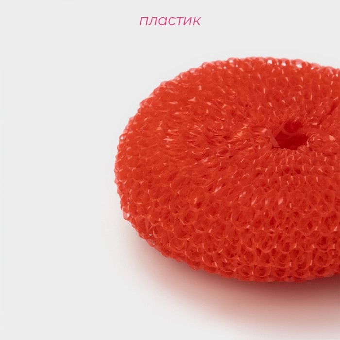 Губки для посуды Доляна &laquo;Бублик&raquo;, 6 шт, пластик, 7&times;7&times;2,5 см, цвет МИКС
