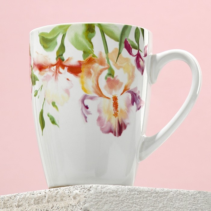 Кружка керамическая &laquo;Акварель&raquo;, 350 мл, цвет белый