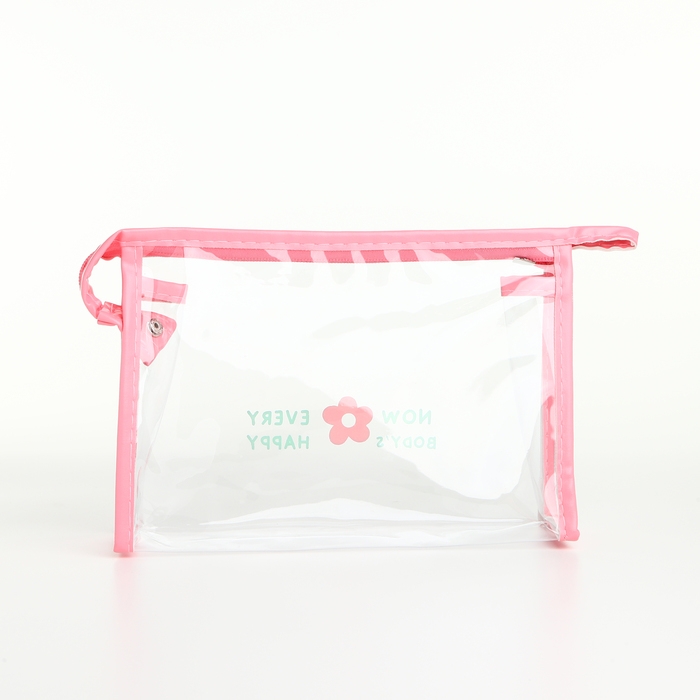 Набор косметичек 3 в 1 на молнии, цвет розовый