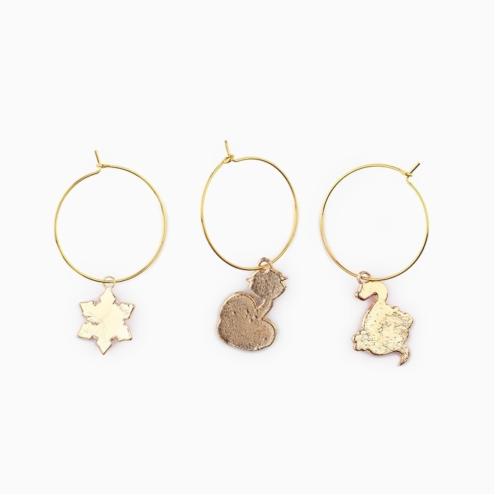 Подвески на ножки бокала новогодние «Волшебного праздника» на Новый год, 3 шт,, диам, 3 см Подвески на ножки бокала новогодние «Волшебного праздника» на Новый год, 3 шт,, диам, 3 см