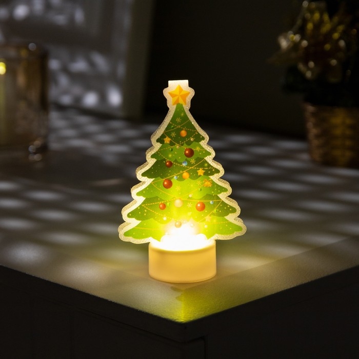 Световая картинка на подставке &laquo;Ёлочка&raquo; 11 см, батарейки, свечение тёплое белое