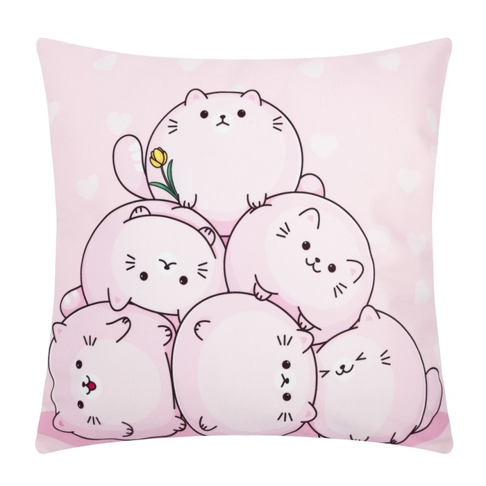 Наволочка декоративная Этель «Котики» 40х40 см, 100% п/э, велюр Наволочка декоративная Этель «Котики» 40х40 см, 100% п/э, велюр