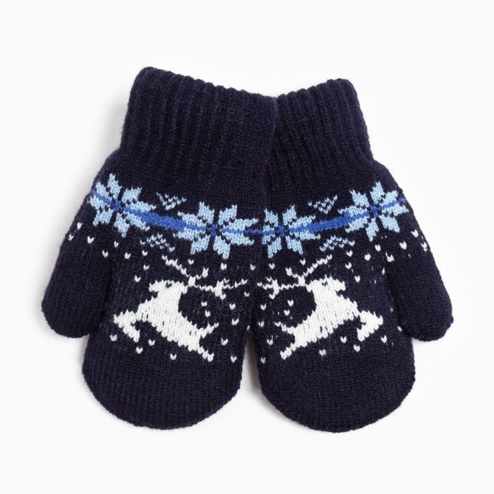 Варежки детские, цвет тёмно-синий, размер 14 (4-6 лет) Варежки детские, цвет тёмно-синий, размер 14 (4-6 лет)