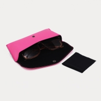 Футляр для очков на кнопке, длина 17 см, цвет розовый