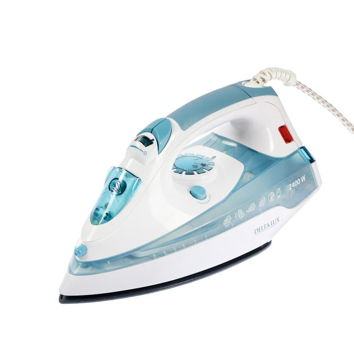 Утюг DELTA LUX DL-710, 2400 Вт, керамическая подошва, 25 г/мин, 320 мл, бело-голубой Утюг DELTA LUX DL-710, 2400 Вт, керамическая подошва, 25 г/мин, 320 мл, бело-голубой