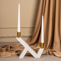 Подсвечник латунь, мрамор &laquo;Грани&raquo; 22 х 20 х 5 см