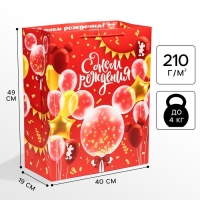 Пакет подарочный "С Днем рождения" 40х49х19 см, упаковка, Микки Маус Пакет подарочный "С Днем рождения" 40х49х19 см, упаковка, Микки Маус