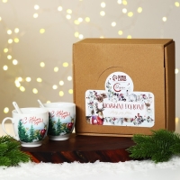 Новый год. Набор из керамики Happy New year, кружка 180 мл, 2 шт, ложка 2 шт, цвет белый Новый год. Набор из керамики Happy New year, кружка 180 мл, 2 шт, ложка 2 шт, цвет белый