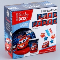 Набор бумажной посуды одноразовый декор &laquo;Тачка&raquo;, 6 тарелок, 6 стаканов, 1 гирлянда, декор фотозоны