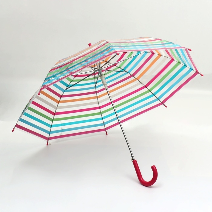 Зонт - трость полуавтоматический &laquo;Полосы&raquo;, 8 спиц, R = 47/53 см, D = 106 см, разноцветный