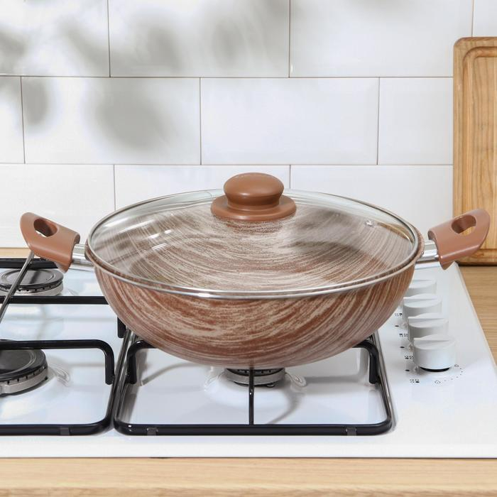 Казан Kantry, 4 л, d=28 см, стеклянная крышка, пластиковые ручки, антипригарное покрытие, цвет коричневый Казан Kantry, 4 л, d=28 см, стеклянная крышка, пластиковые ручки, антипригарное покрытие, цвет коричневый