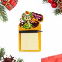 Магнит новогодний, змея, с блоком для записи "Богатого Года!" символ года, сундук Магнит новогодний, змея, с блоком для записи "Богатого Года!" символ года, сундук