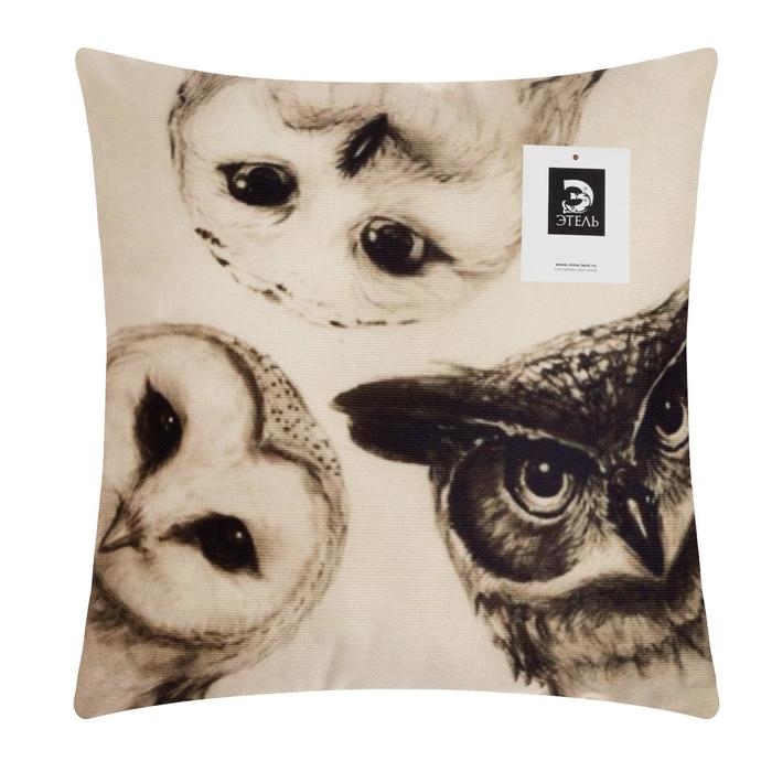 Наволочка декоративная Этель &laquo;Совы&raquo; 40х40 см, велюр