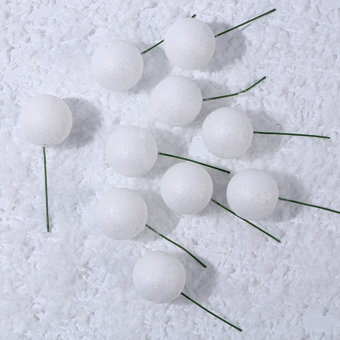 Фигурка для поделок и декора на проволоке &laquo;Шар&raquo;, набор 10 шт., размер 1 шт. &mdash; 4 &times; 11 см, цвет белый