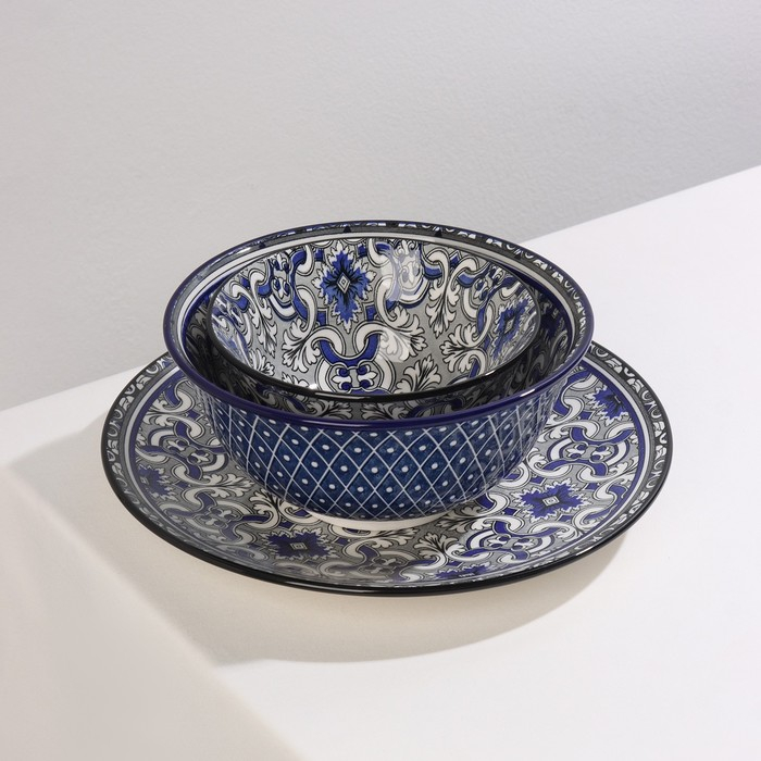 Тарелка керамическая Доляна &laquo;Дайра&raquo;, d=22 см, цвет синий