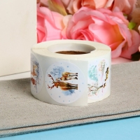 Новый год. Наклейки в рулоне "Олени", 500 шт, 3,8 х 3,8 см