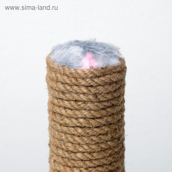 Когтеточка "Радость" на подставке, 30 х 30 х 40 см, джут, серая с розовыми лапками