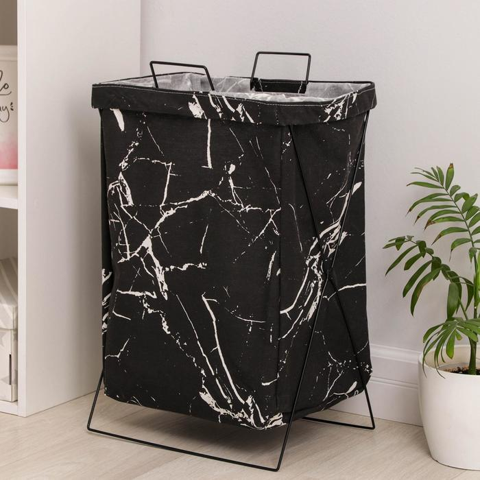 Корзина для белья Доляна «Монро», 40×26×50 см, цвет чёрный Корзина для белья Доляна «Монро», 40×26×50 см, цвет чёрный