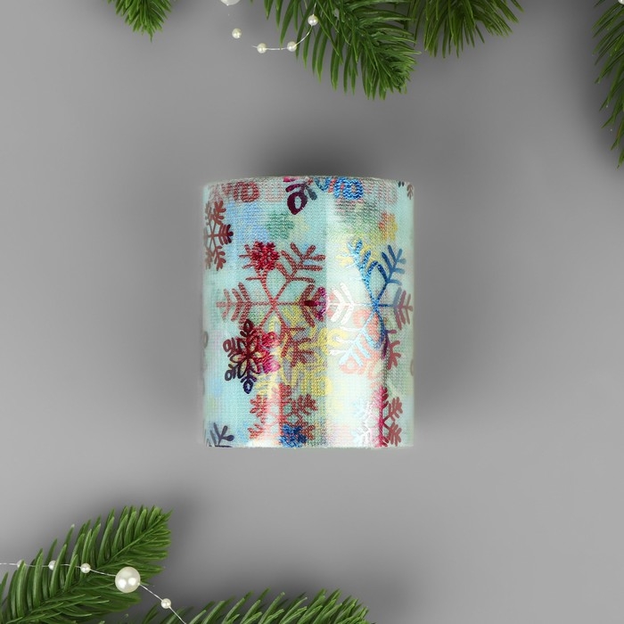 Новый год! Фатин со снежинками, с разноцветным тиснением, 7,5 см, 11 ± 1 г/кв.м, 9,1 ± 0,5 м, цвет голубой №11 Новый год! Фатин со снежинками, с разноцветным тиснением, 7,5 см, 11 ± 1 г/кв.м, 9,1 ± 0,5 м, цвет голубой №11