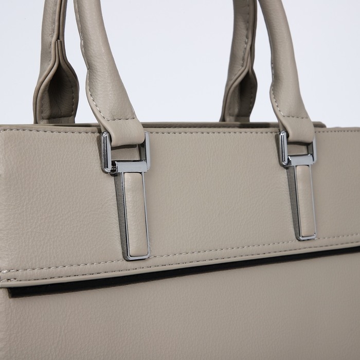 Сумка-тоут на молнии, наружный карман, цвет светло-серый Сумка-тоут на молнии, наружный карман, цвет светло-серый