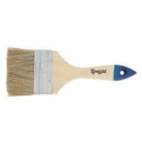 Кисть плоская ТУНДРА, натуральная щетина, деревянная рукоятка, 3", 75 мм