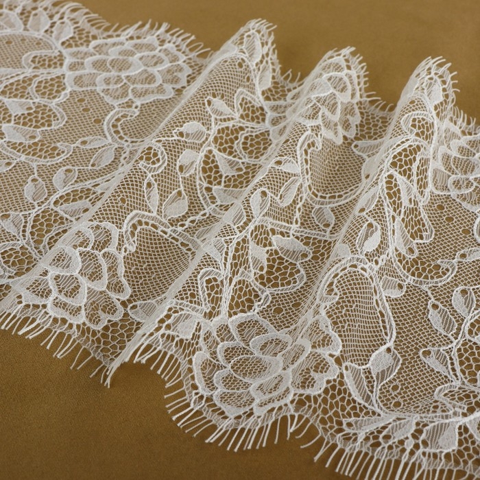 Кружево реснички, 165 мм &times; 3 &plusmn; 0,5 м, цвет белый