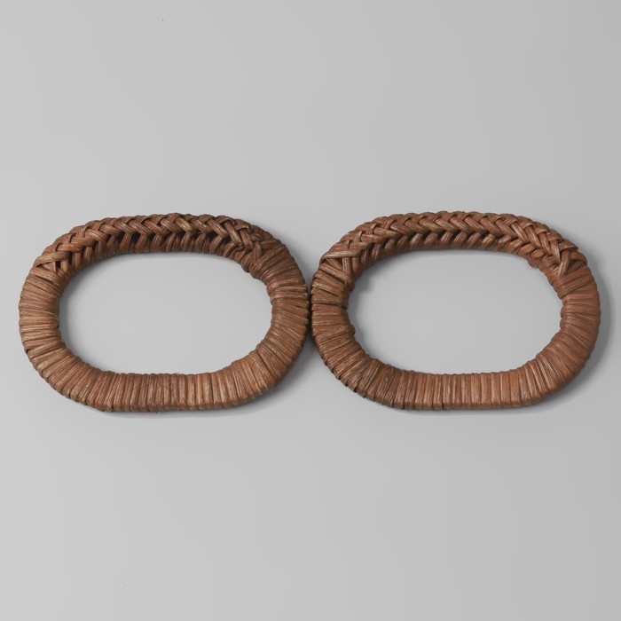 Ручки для сумок деревянные, плетёные, d = 9,8 &times; 5,9 / 13,5 &times; 9,5 см, 2 шт, цвет коричневый