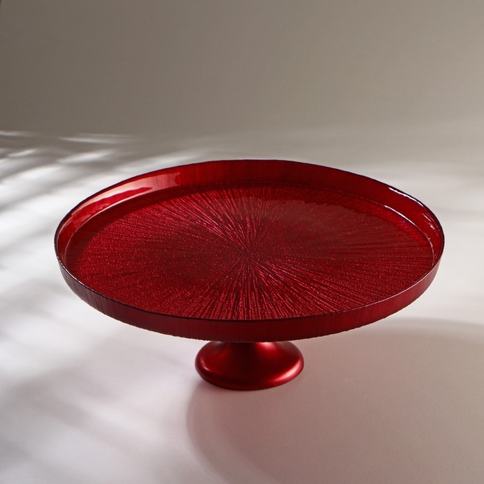 Блюдо сервировочное для торта «Кувшинка», d=28 см, на ножке, цвет красный Блюдо сервировочное для торта «Кувшинка», d=28 см, на ножке, цвет красный