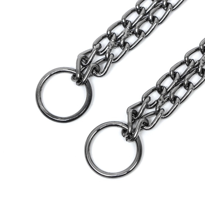 Ошейник - удавка металлический двухрядный, 55 см, толщина проволоки 2,5 мм, черный Ошейник - удавка металлический двухрядный, 55 см, толщина проволоки 2,5 мм, черный