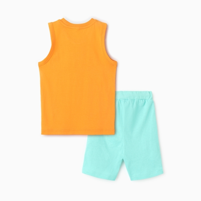 Комплект для мальчика(майка/шорты), цвет охра/ментоловый, рост 104 см