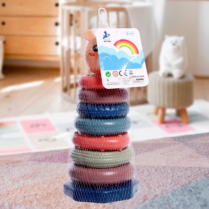 Пирамидка &laquo;Зверята&raquo;, 7 колец, МИКС