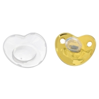 Соска - пустышка силиконовая ортодонтическая «Корона», от 12 мес., с колпачком, цвет золотой/черный, стразы Соска - пустышка силиконовая ортодонтическая «Корона», от 12 мес., с колпачком, цвет золотой/черный, стразы