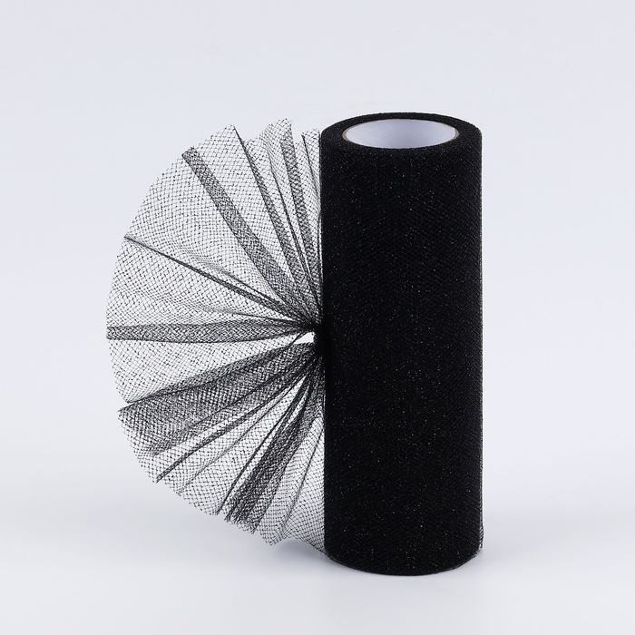 Фатин с глиттером, 15 см, 11 &plusmn; 1 г/кв.м, 9 &plusmn; 0,5 м, цвет чёрный №23