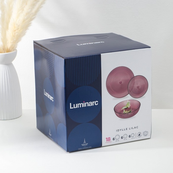 Набор столовый стеклянный «Идиллия», 18 предметов, цвет лилак Набор столовый стеклянный «Идиллия», 18 предметов, цвет лилак