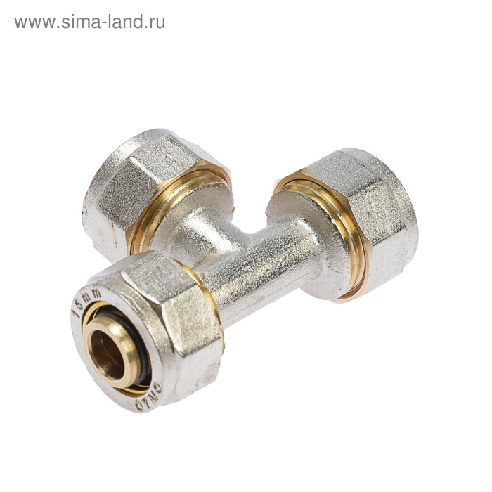 Тройник OTMO, обжимной, 16 мм, латунь Тройник OTMO, обжимной, 16 мм, латунь