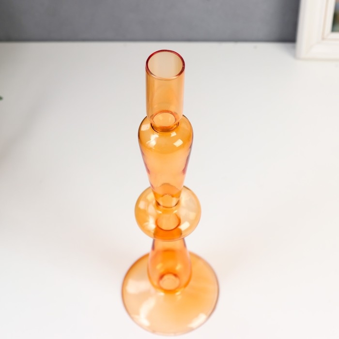 Подсвечник стекло на 1 свечу Подсвечник стекло на 1 свечу "Эльзас" прозрачный оранж 30х7,5х7,5 см