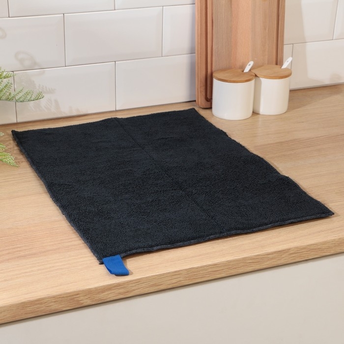 Коврик для сушки посуды Доляна «Лофт», 38×50 см, микрофибра, цвет чёрный Коврик для сушки посуды Доляна «Лофт», 38×50 см, микрофибра, цвет чёрный