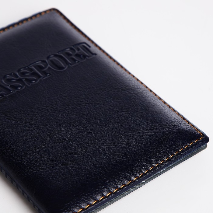 Обложка для паспорта, цвет тёмно-синий