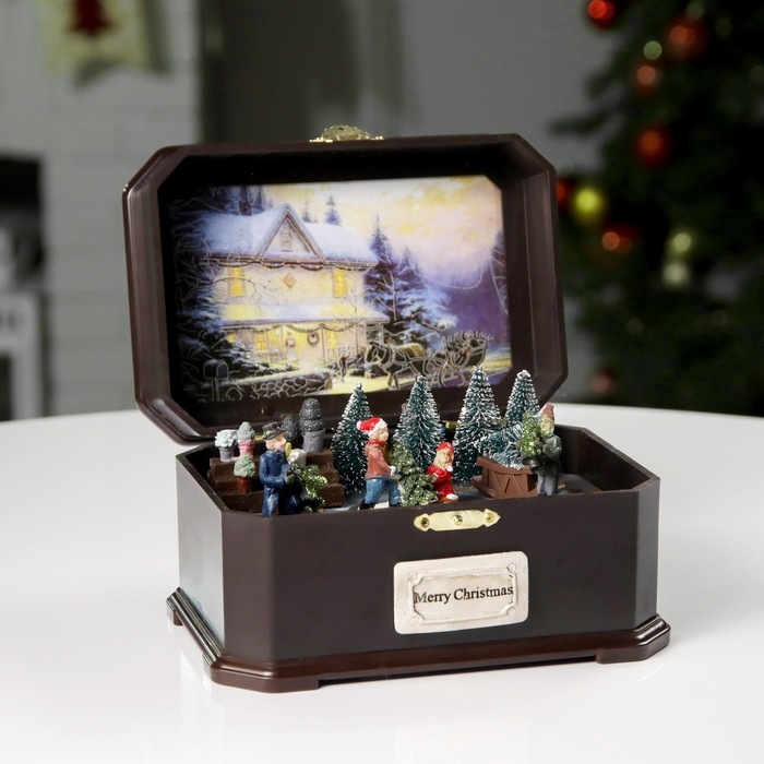 Светодиодная фигура «Рынок ёлок» 20 × 14 × 12 см, полистоун, батарейки ААх3 (не в комплекте), USB, свечение тёплое белое Светодиодная фигура «Рынок ёлок» 20 × 14 × 12 см, полистоун, батарейки ААх3 (не в комплекте), USB, свечение тёплое белое