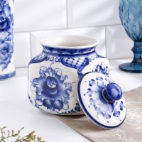 Банка для сыпучих "Цветы", малая, гжель