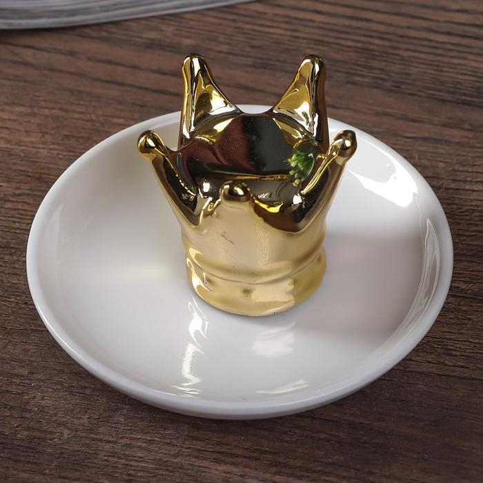 Сувенир керамика подставка под кольца Сувенир керамика подставка под кольца "Корона" золото 6,5х11х11 см