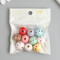 Бусины для творчества дерево "Сердечки на шариках" набор 10 шт d=1,6 см